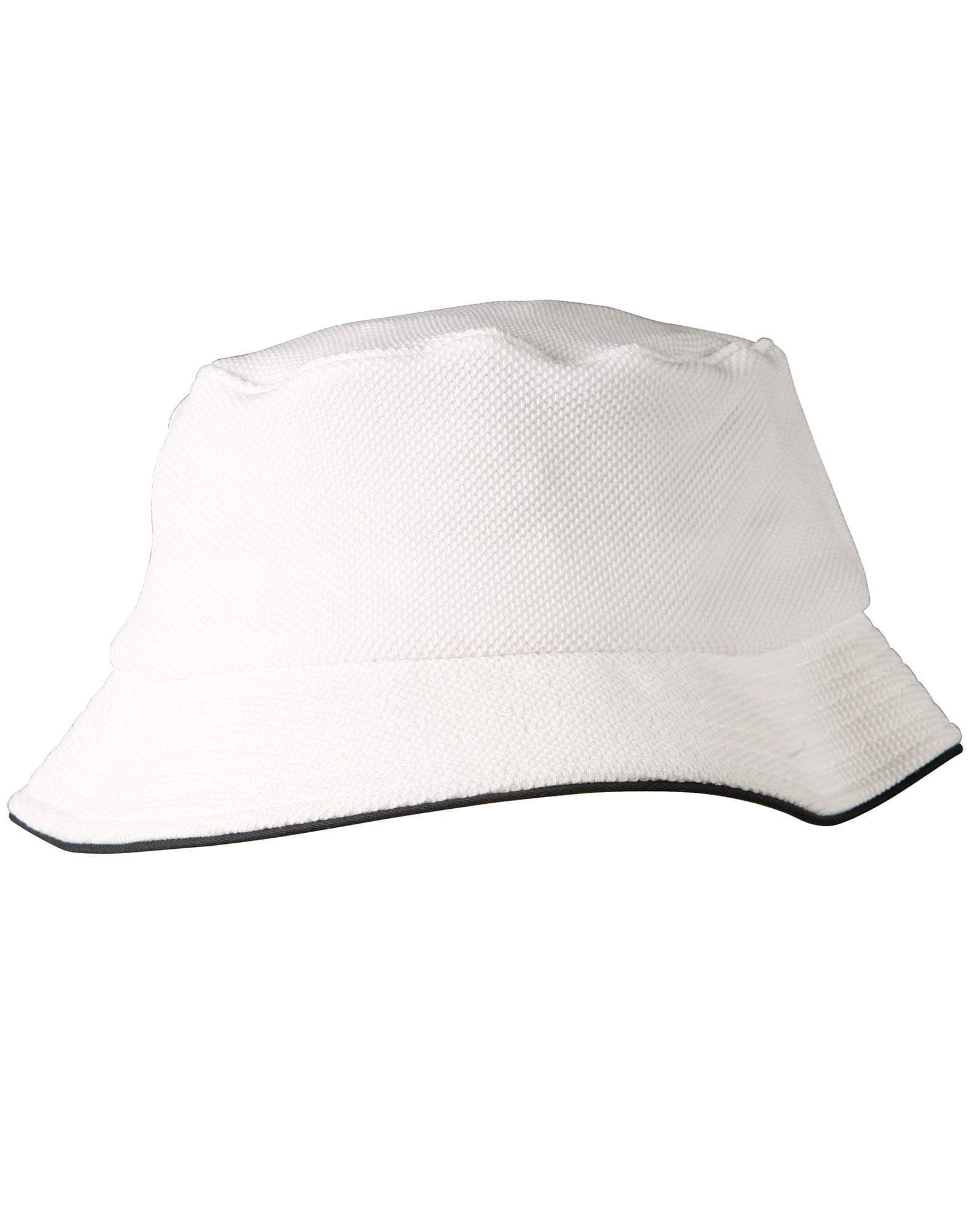 Pique Mesh With Sandwich Bucket Hat CH71 Active Wear Australian Industrial Wear White/Navy One size 