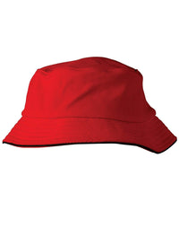 Pique Mesh With Sandwich Bucket Hat CH71 Active Wear Australian Industrial Wear Red/Black One size 