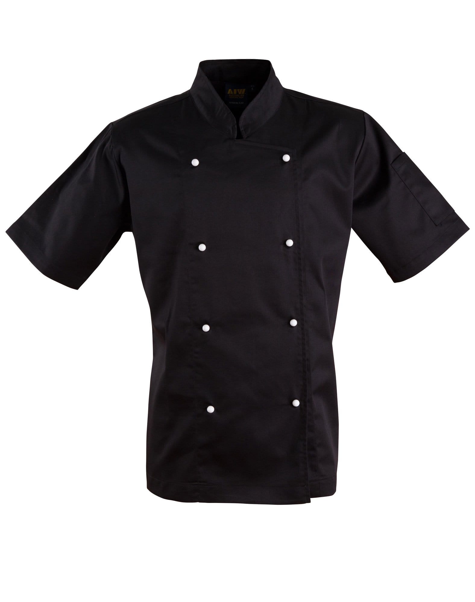 Chef’s Short Sleeve Jacket CJ02 Hospitality & Chefwear Australian Industrial Wear Black 2XS 