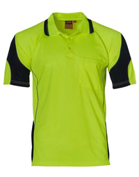 Aiw Alliance Short Sleeve Safety Polo - Unisex  SW71 Work Wear Australian Industrial Wear Yellow/Navy 2XS 