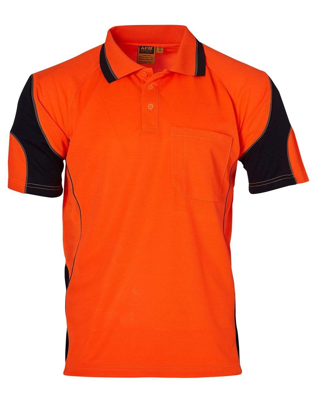 Aiw Alliance Short Sleeve Safety Polo - Unisex  SW71 Work Wear Australian Industrial Wear Orange/Navy 2XS 