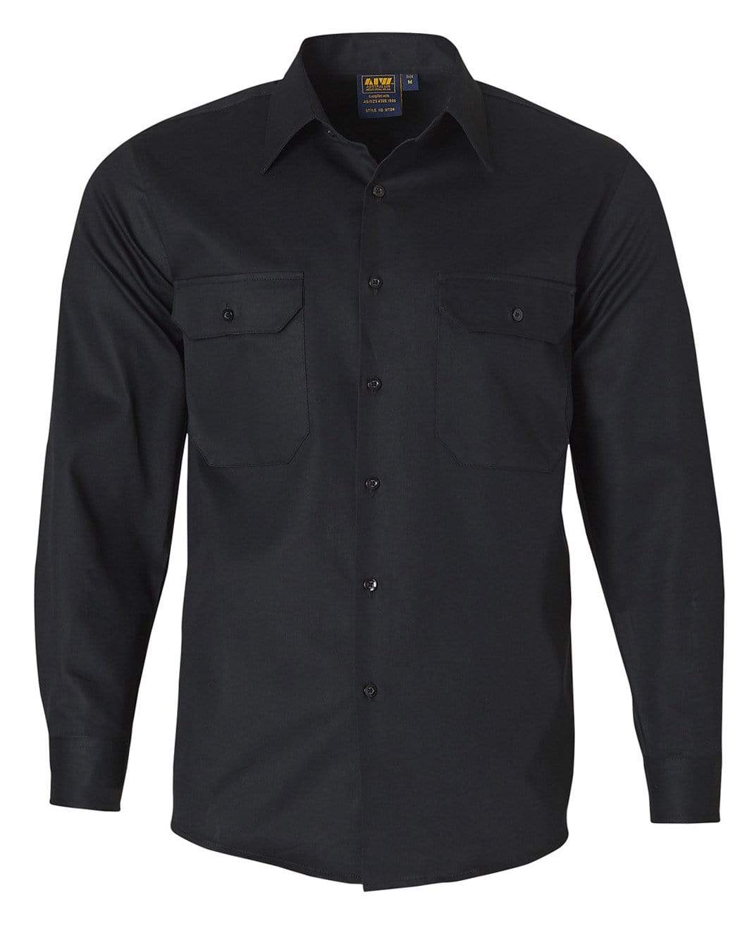 Cotton Drill Work Shirt WT04 Work Wear Australian Industrial Wear S Black 