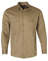 Cotton Drill Work Shirt WT04 Work Wear Australian Industrial Wear S Khaki 