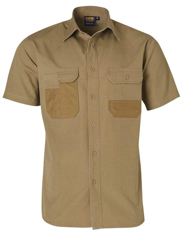 Durable Short Sleeve Work Shirt WT05 Work Wear Australian Industrial Wear S Khaki 
