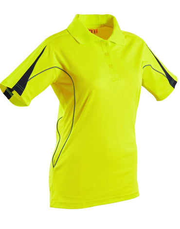Hi-vis Legend Short Sleeve Polo Ladies' SW26A Work Wear Australian Industrial Wear 8 Fluoro Yellow/Navy 