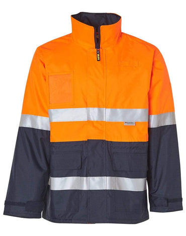 Hi-vis Long Line Jacket Polar With Fleece Lining SW50 Work Wear Australian Industrial Wear S Fluoro Orange/Navy 