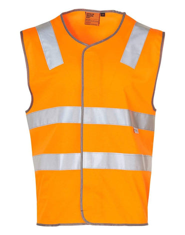 Hi-vis Safety Vest SW03 Work Wear Australian Industrial Wear S/M Fluoro orange/Silver 
