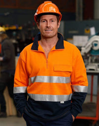 Hi-vis Two Tone Cotton Fleece Sweat SW48 Work Wear Australian Industrial Wear   