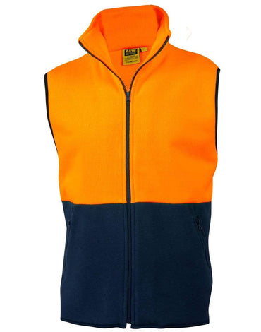 Hi-vis Two Tone Vest SW08 Work Wear Australian Industrial Wear S Fluoro Orange/Navy 