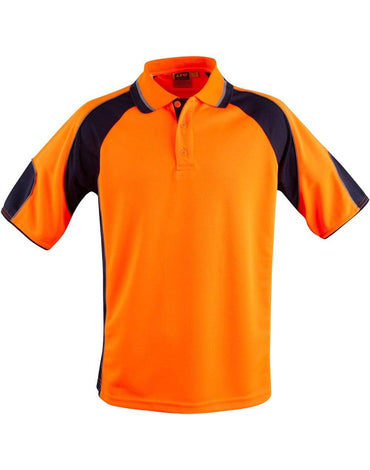 High-vis Polo - Unisex SW61 Work Wear Australian Industrial Wear 2XS Fluoro Orange/Navy 