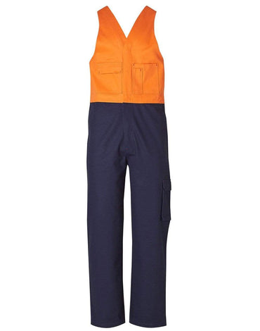 Men's Overall Stout Size SW202 Work Wear Australian Industrial Wear 87S Fluoro Orange/Navy 