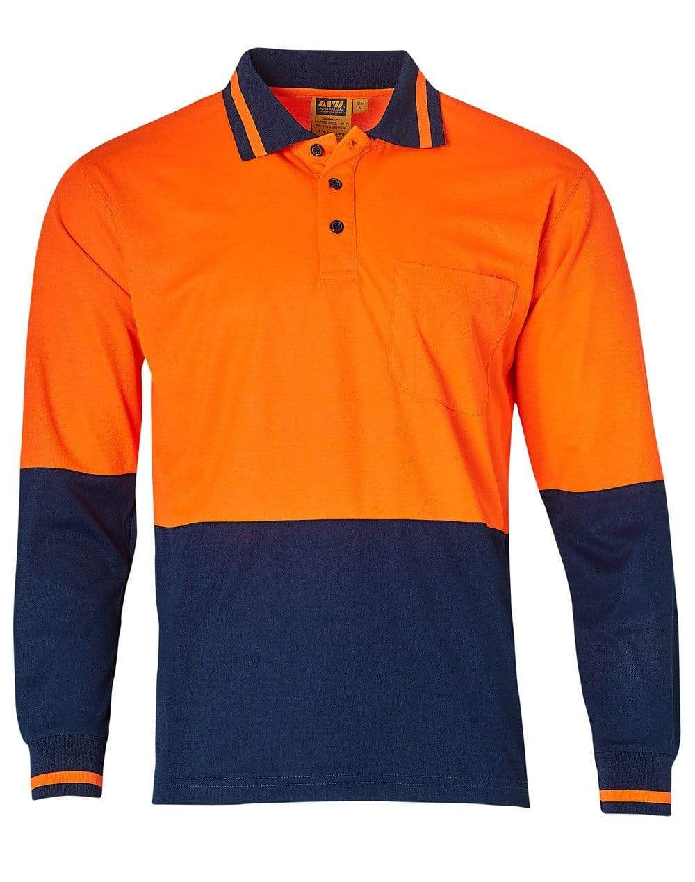 Safety Polo SW11 Work Wear Australian Industrial Wear S Fluoro Orange/Navy 