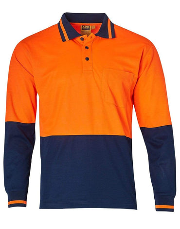 Safety Polo SW11 Work Wear Australian Industrial Wear S Fluoro Orange/Navy 