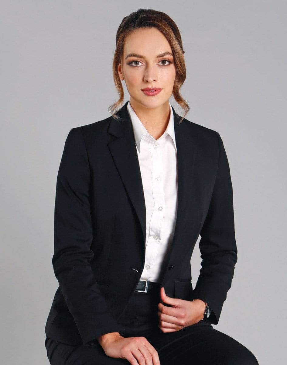 BENCHMARK Ladies’ Wool Blend Stretch One Button Cropped Jacket M9201 Corporate Wear Benchmark   