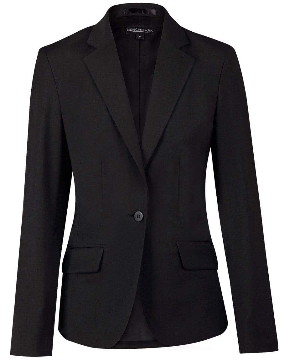 BENCHMARK Ladies’ Wool Blend Stretch One Button Cropped Jacket M9201 Corporate Wear Benchmark Black 6 