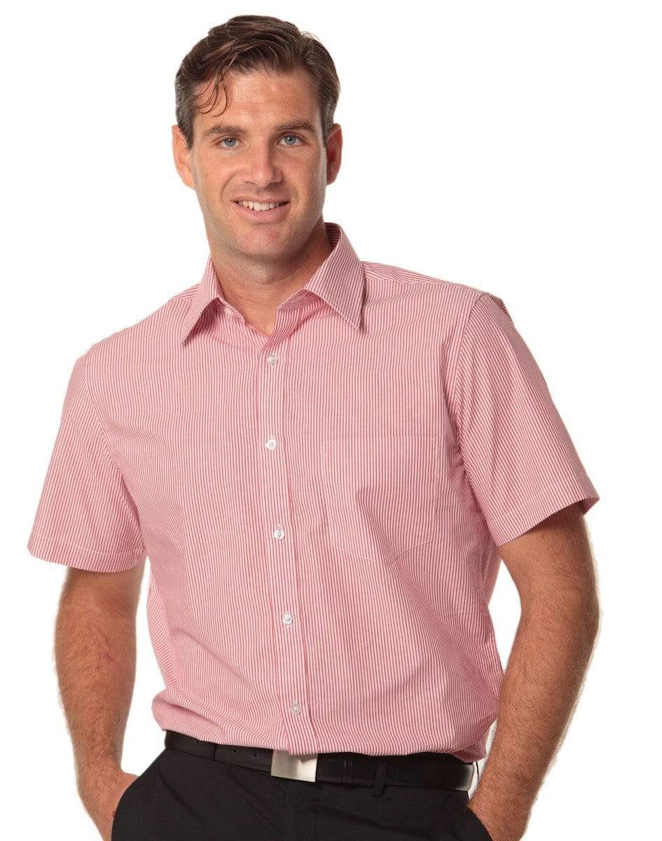 BENCHMARK Men's Balance Stripe Short Sleeve Shirt M7231 Corporate Wear Benchmark Red/White 40 