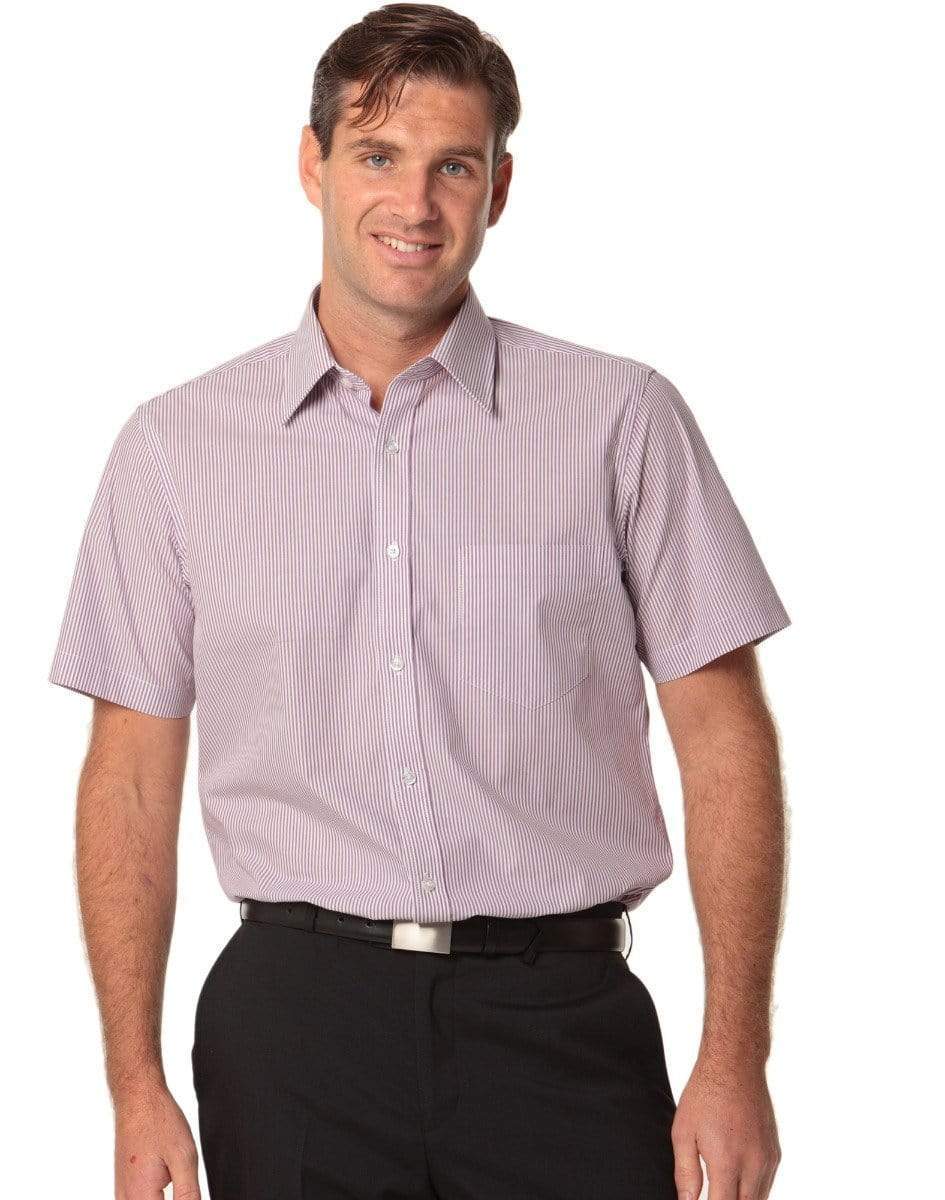 BENCHMARK Men's Balance Stripe Short Sleeve Shirt M7231 Corporate Wear Benchmark Violet/White 40 