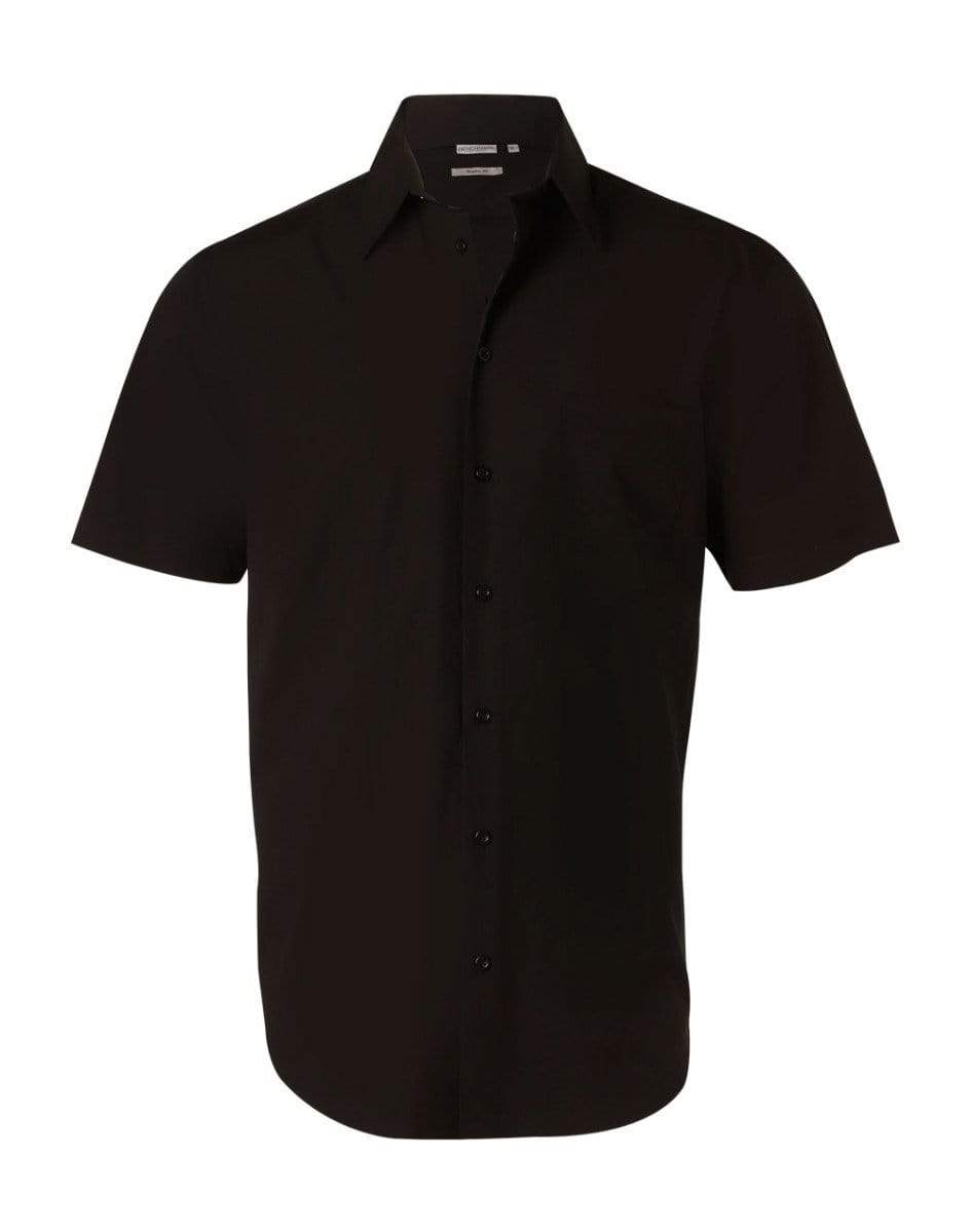 BENCHMARK Men's Cotton/Poly Stretch Short Sleeve Shirt M7020S Corporate Wear Benchmark Black 40 