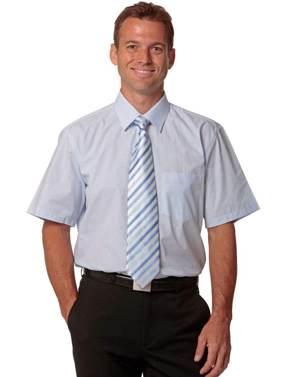 BENCHMARK Men's Fine Stripe Short Sleeve Shirt M7211 Corporate Wear Benchmark   
