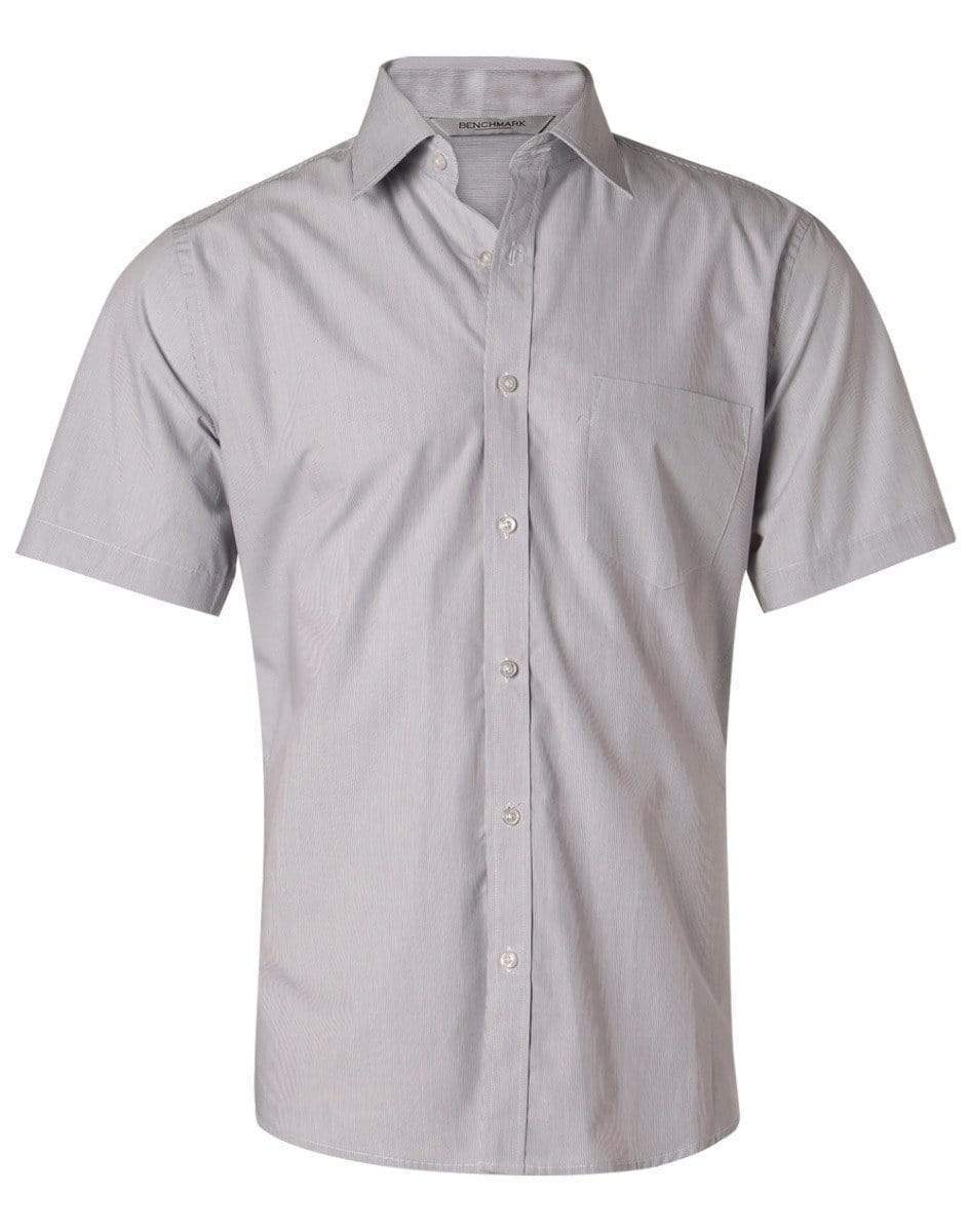 BENCHMARK Men's Fine Stripe Short Sleeve Shirt M7211 Corporate Wear Benchmark Silver Grey 38 