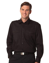BENCHMARK Men's Long Sleeve Military Shirt M7912 Corporate Wear Benchmark Black S 