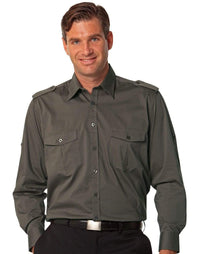 BENCHMARK Men's Long Sleeve Military Shirt M7912 Corporate Wear Benchmark Khaki S 
