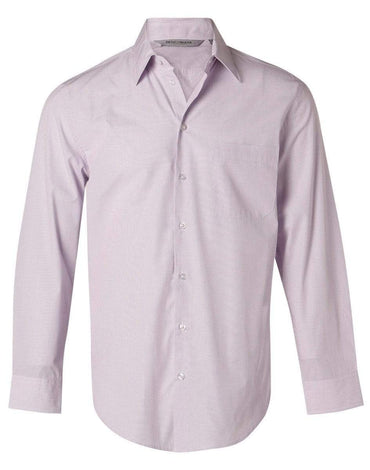 BENCHMARK Men's Mini Check Long Sleeve Shirt M7360L Corporate Wear Benchmark Lilac 38 