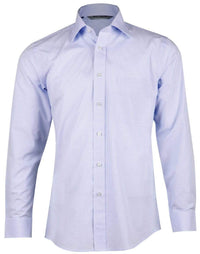 BENCHMARK Men’s Mini Check Premium cotton long sleeve shirt M7362 Corporate Wear Benchmark Pale Blue 40 
