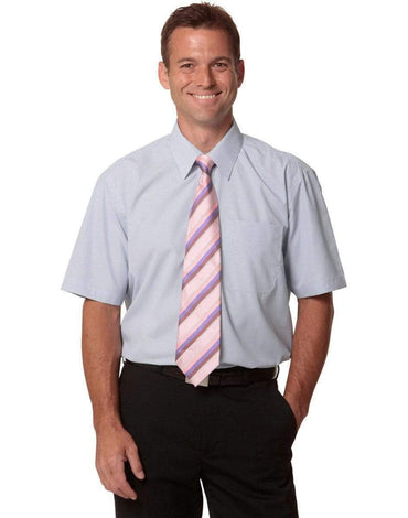 BENCHMARK Men's Mini Check Short Sleeve Shirt M7360S Corporate Wear Benchmark Lilac 38 