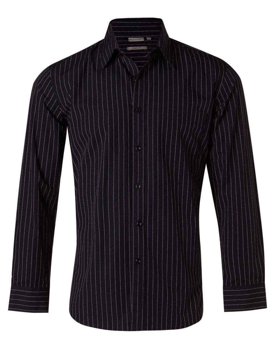 BENCHMARK Men's Pin Stripe Long Sleeve Shirt M7222 Corporate Wear Benchmark Navy/White 38 