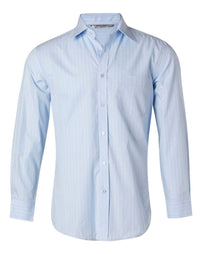 BENCHMARK Men's Pin Stripe Long Sleeve Shirt M7222 Corporate Wear Benchmark Blue Chambray/White 38 