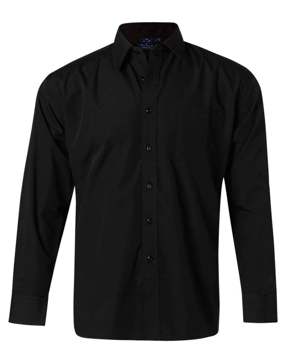 BENCHMARK Men's Poplin Long Sleeve Business Shirt BS01L Corporate Wear Benchmark Black S 