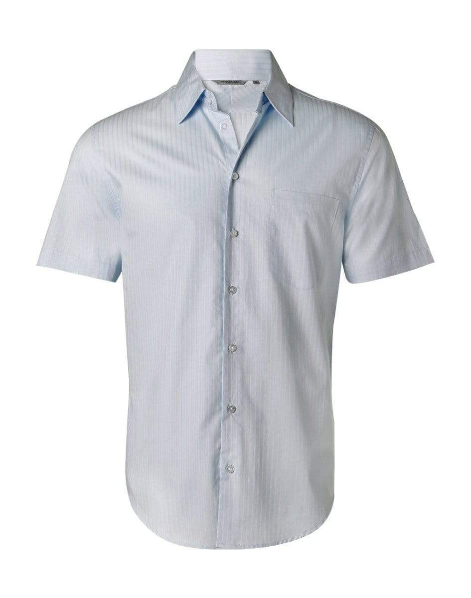BENCHMARK Men's Self Stripe Short Sleeve Shirt M7100S Corporate Wear Benchmark Pale Blue 38 