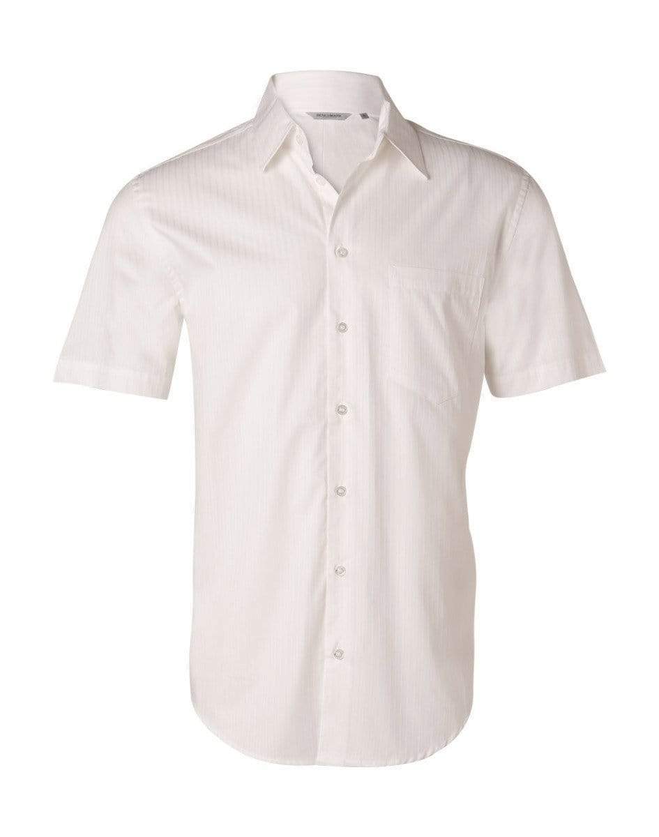 BENCHMARK Men's Self Stripe Short Sleeve Shirt M7100S Corporate Wear Benchmark White 38 