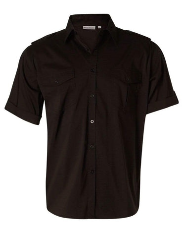 BENCHMARK Men's Short Sleeve Military Shirt M7911 Corporate Wear Benchmark Black S 