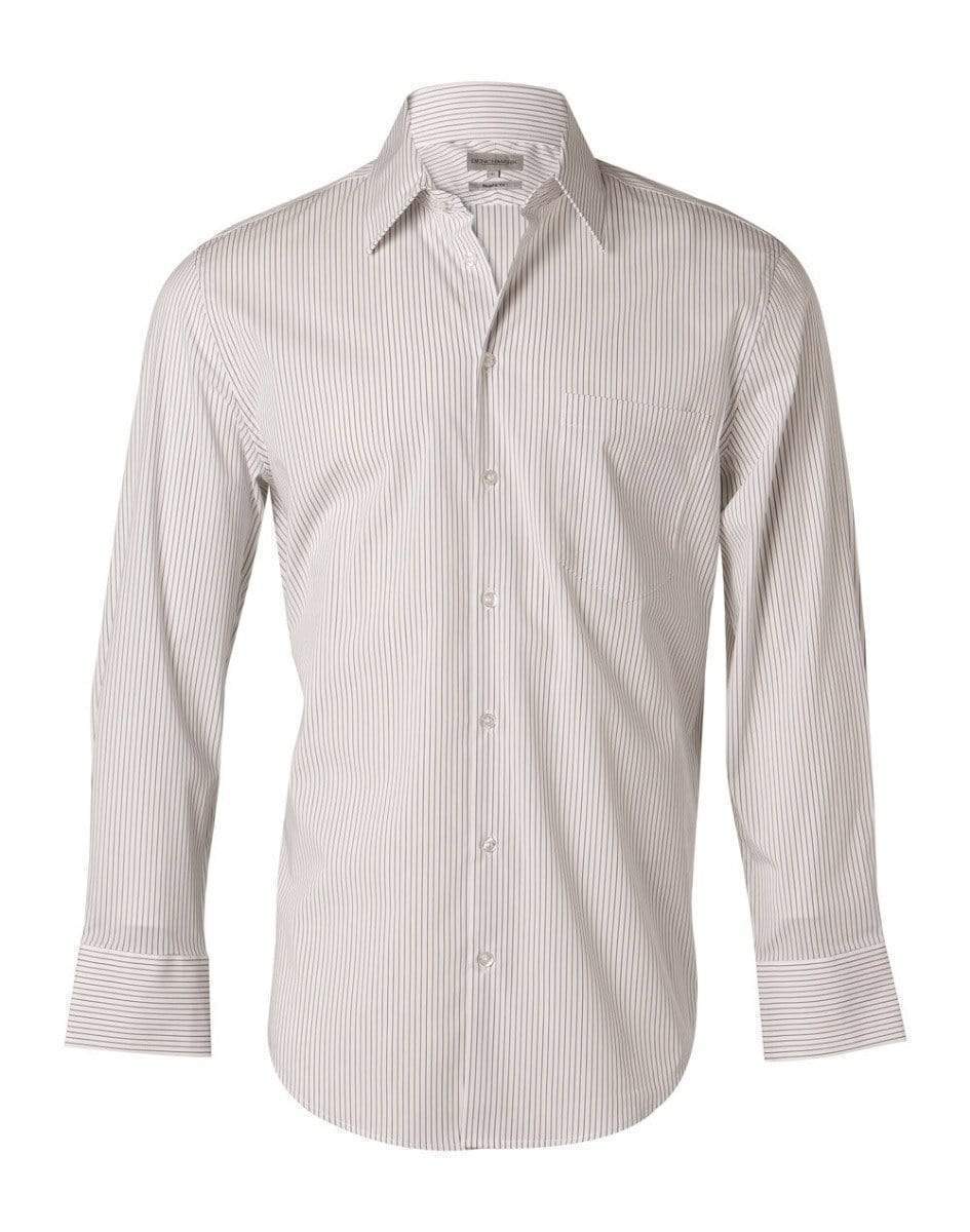 BENCHMARK Men's Ticking Stripe Short Sleeve Shirt M7200S Corporate Wear Benchmark Grey/White 40 