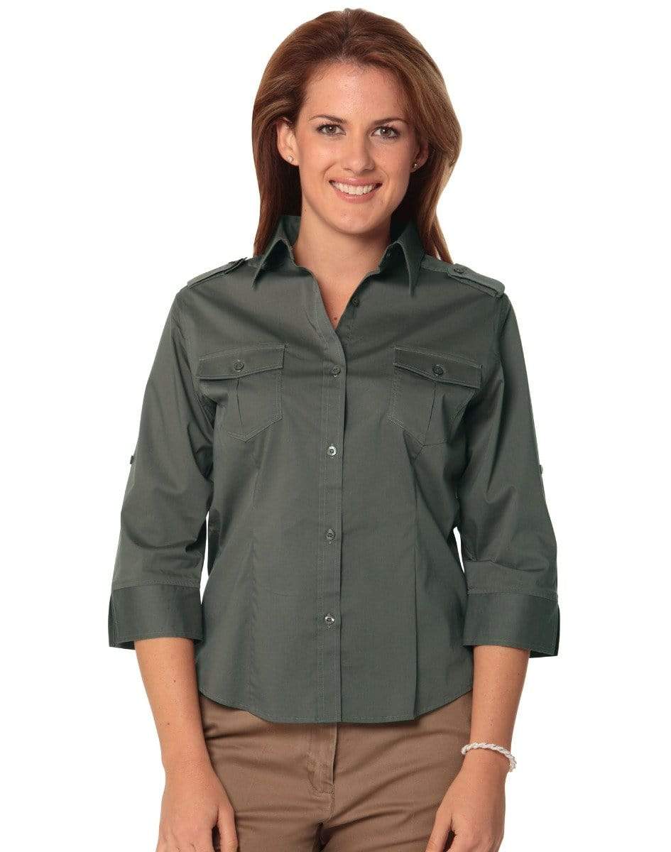 BENCHMARK Women's 3/4 Sleeve Military Shirt M8913 Corporate Wear Benchmark Khaki 6 