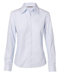 BENCHMARK Women's Fine Stripe Long Sleeve Shirt M8212 Corporate Wear Benchmark Pale Blue 6 
