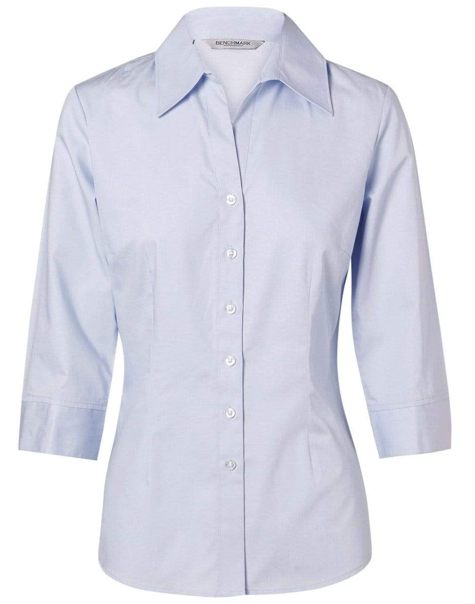 BENCHMARK Women's Fine Twill 3/4 Sleeve Shirt M8030Q Corporate Wear Benchmark Blue 6 