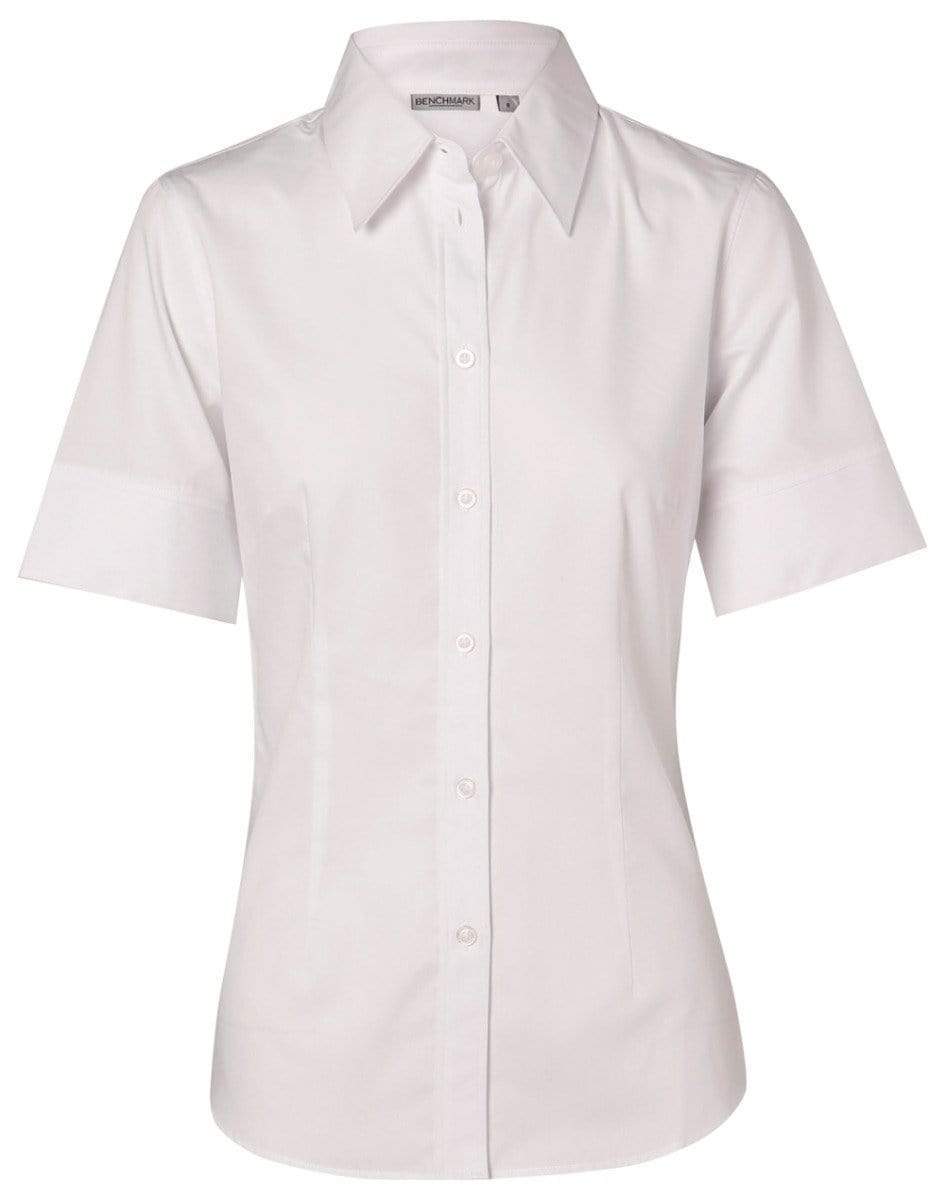 BENCHMARK Women's Fine Twill Short Sleeve Shirt  M8030S Corporate Wear Benchmark White 6 