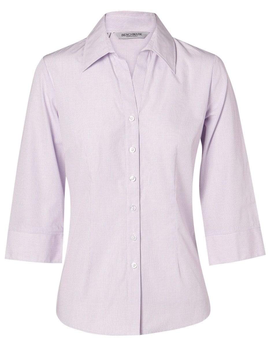 BENCHMARK Women's Mini Check 3/4 Shirt M8360Q Corporate Wear Benchmark Lilac 6 