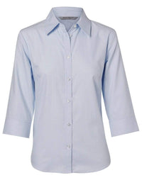 BENCHMARK Women's Mini Herringbone 3/4 Sleeve Shirt M8113 Corporate Wear Benchmark Pale Blue 6 