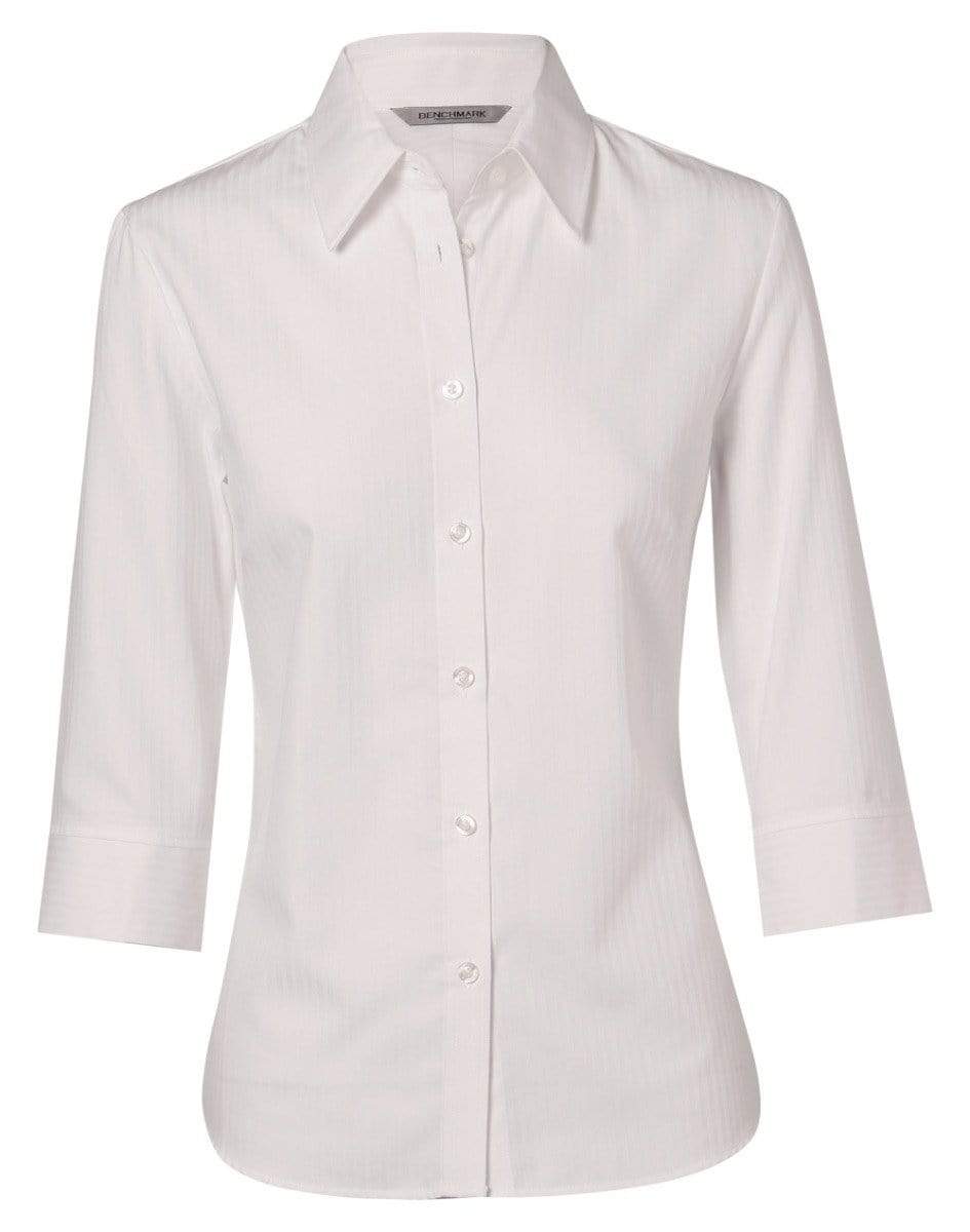BENCHMARK Women's Mini Herringbone 3/4 Sleeve Shirt M8113 Corporate Wear Benchmark White 6 