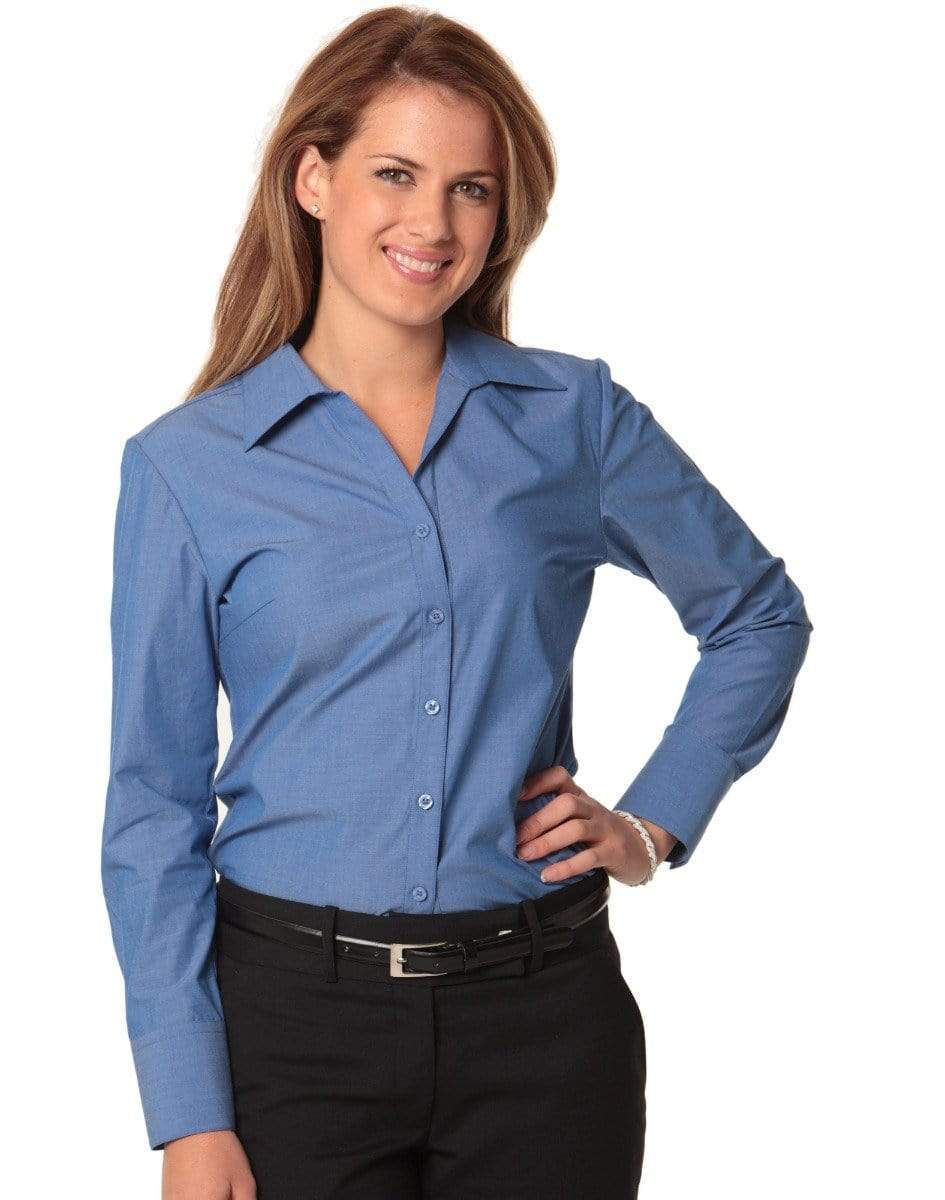 BENCHMARK Women's Nano ™ Tech Long Sleeve Shirt M8002 Corporate Wear Benchmark Indigo Blue 6 
