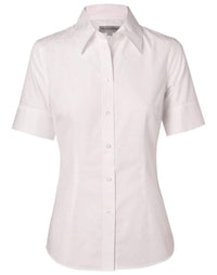 BENCHMARK Women's Self Stripe Short Sleeve Shirt M8100S Corporate Wear Benchmark White 6 