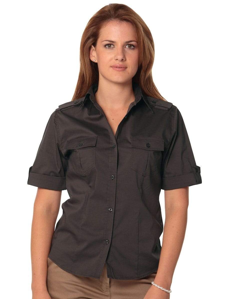 BENCHMARK Women's Short Sleeve Military Shirt M8911 Corporate Wear Benchmark Mocha 6 
