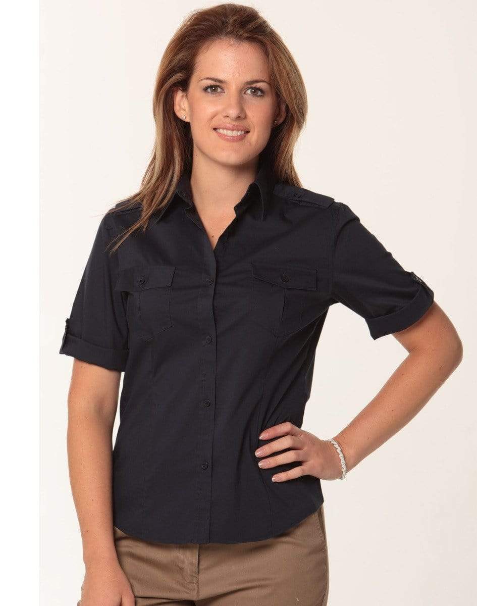 BENCHMARK Women's Short Sleeve Military Shirt M8911 Corporate Wear Benchmark Navy 6 