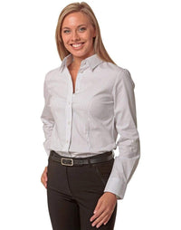 BENCHMARK Women's Ticking Stripe Long Sleeve Shirt M8200L Corporate Wear Benchmark   