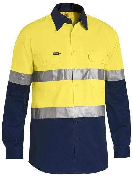 Bisley 3M Taped Cool Lightweight Hi Vis Shirt BS6696T Work Wear Bisley Workwear Yellow/Navy S 