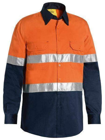 Bisley 3M Taped Cool Lightweight Hi Vis Shirt BS6696T Work Wear Bisley Workwear Orange/Navy S 